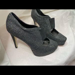 City Streets Black Glitter Heels